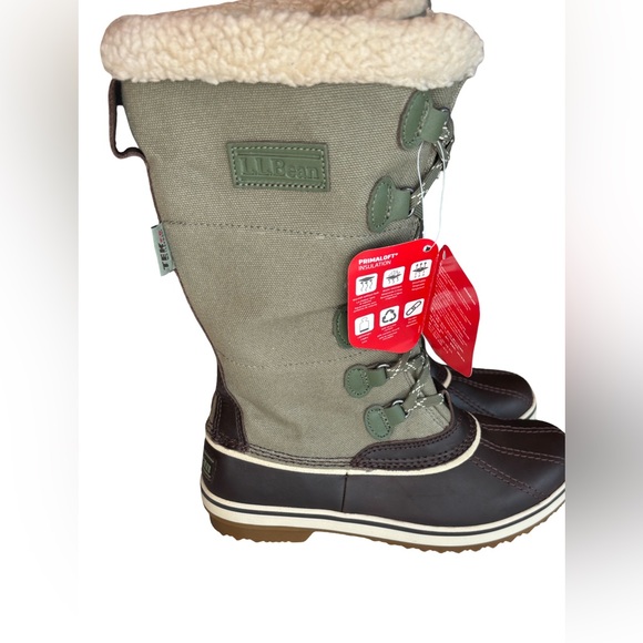 L.L. Bean Women's Olive and Chocolate Winter Canvas Boots - Picture 4 of 6